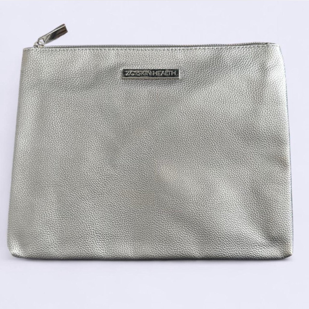 ZO Skin Health Silver Cosmetic Bag – Shiny Zip Pouch | New